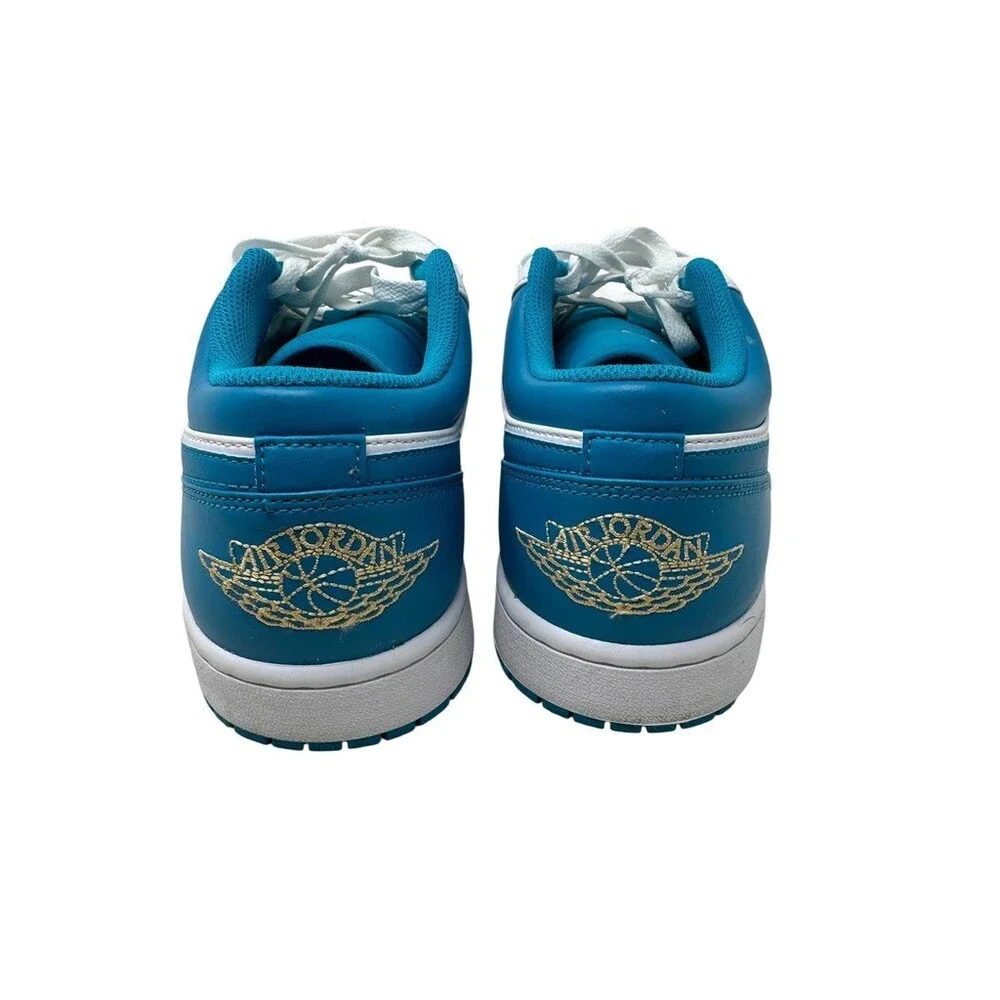 Nike Air Jordan 1 Low Aquatone 553558-174 White Blue Gold Men's Size 11 sneaker